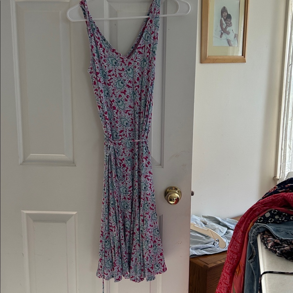 LOFT Pink and Blue Floral Dress